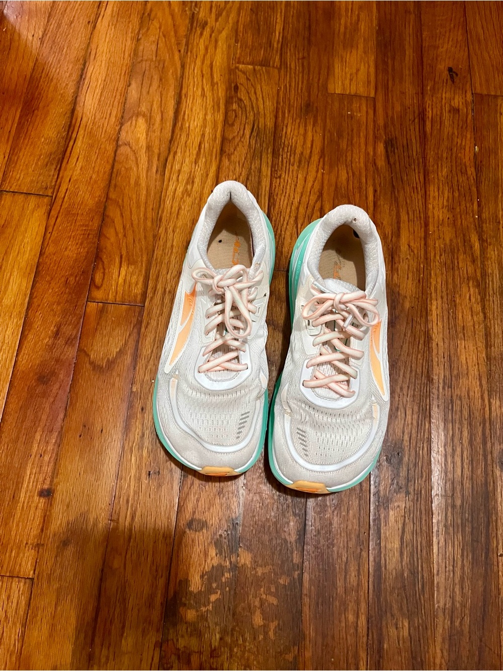 Altra Women's White Running Shoes with Peach and Mint Accents